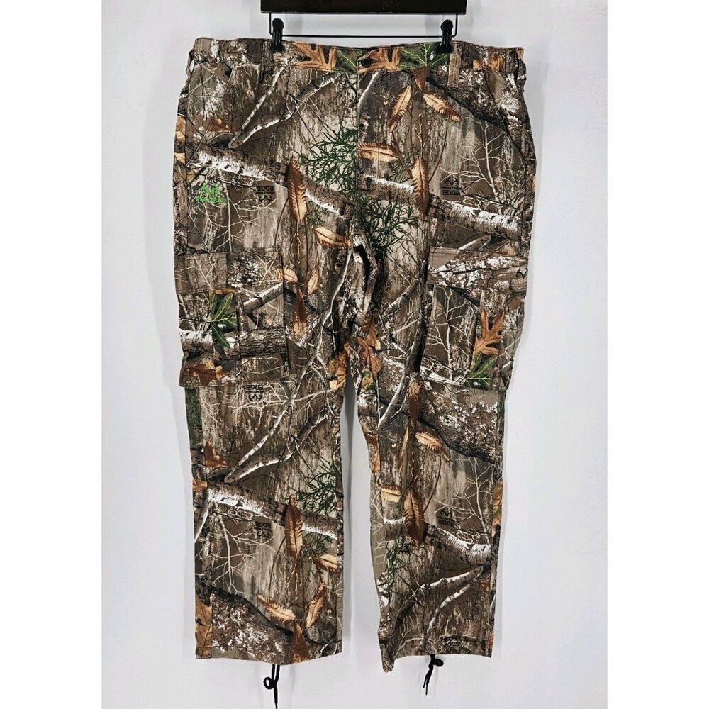 Realtree Edge Men Sz XXL Camo Cargo Hunting Pant Side Stretch Cinch Hem 6 Pocket